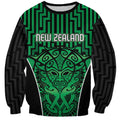 Custom Basketball New Zealand Sweatshirt Green Maori Ta Moko Indigenous - Aussie Hoodie