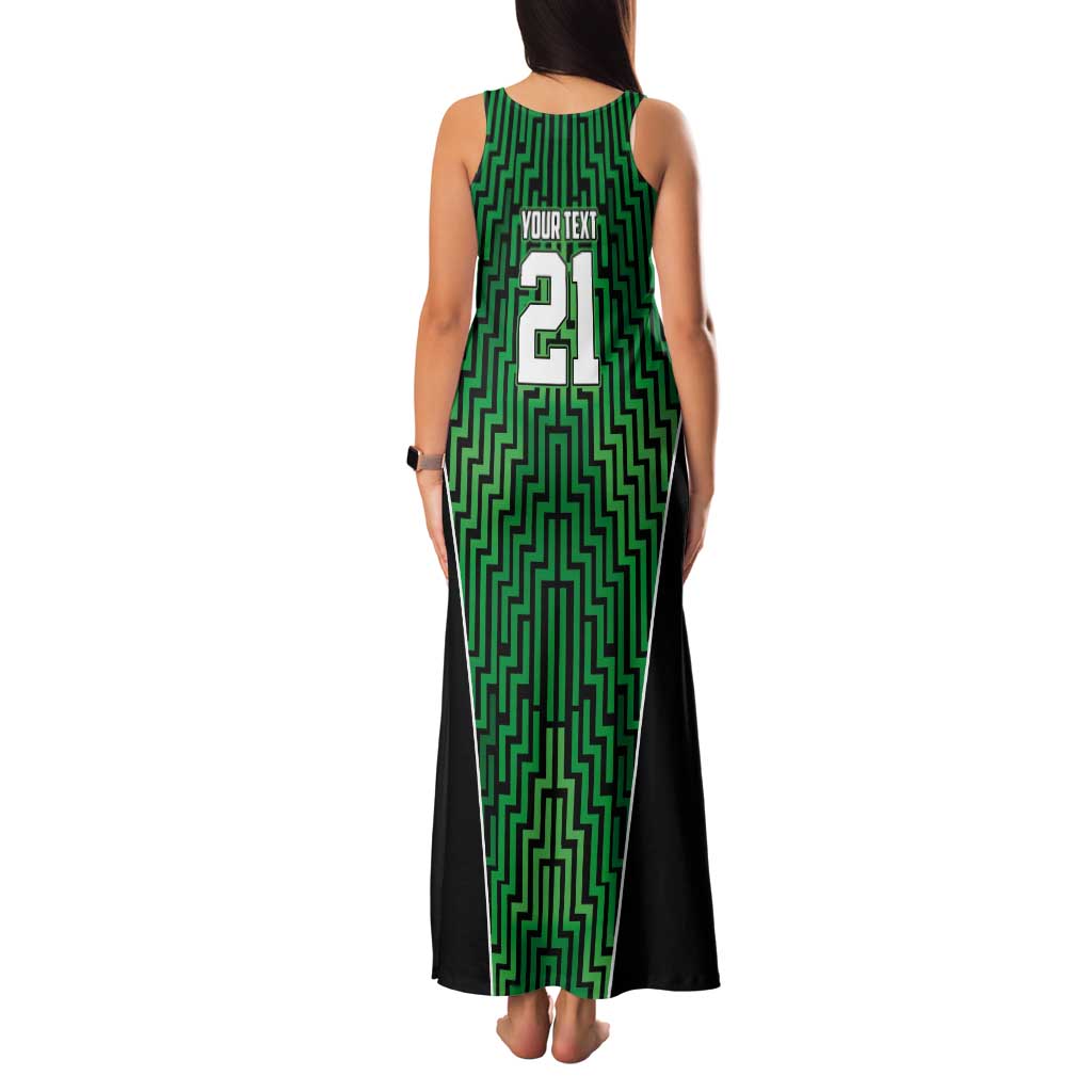 Custom Basketball New Zealand Tank Maxi Dress Green Maori Ta Moko Indigenous - Aussie Hoodie