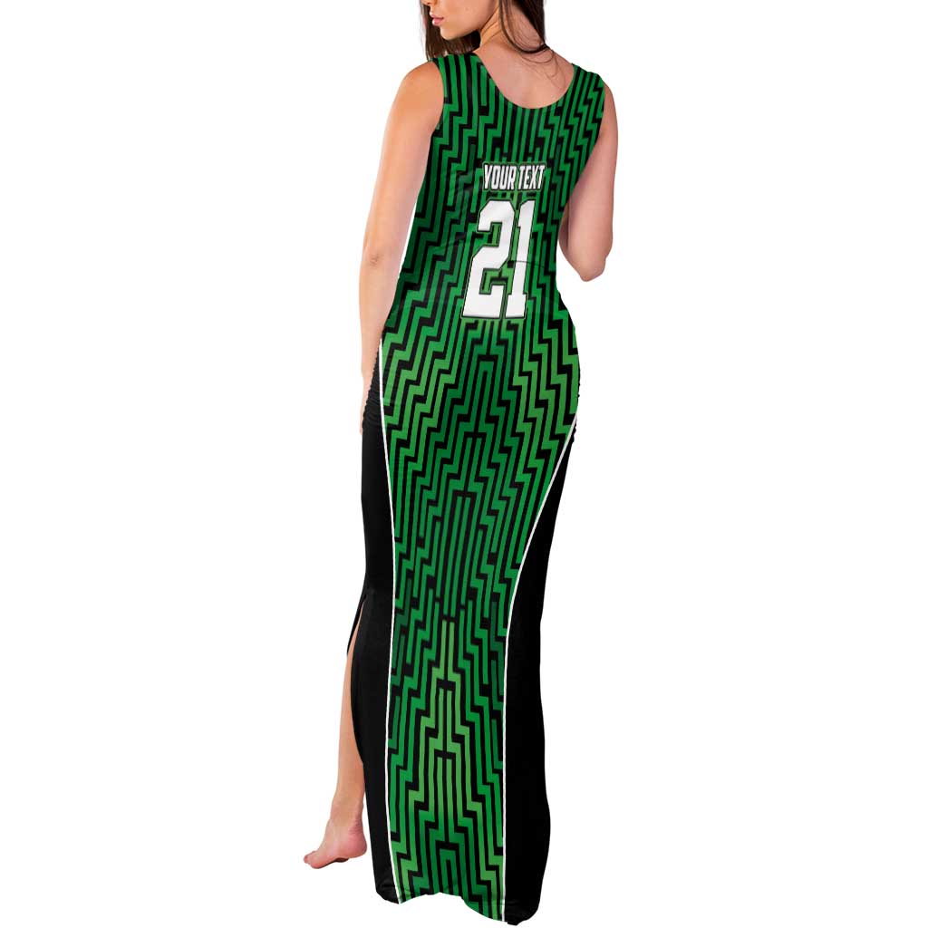Custom Basketball New Zealand Tank Maxi Dress Green Maori Ta Moko Indigenous - Aussie Hoodie