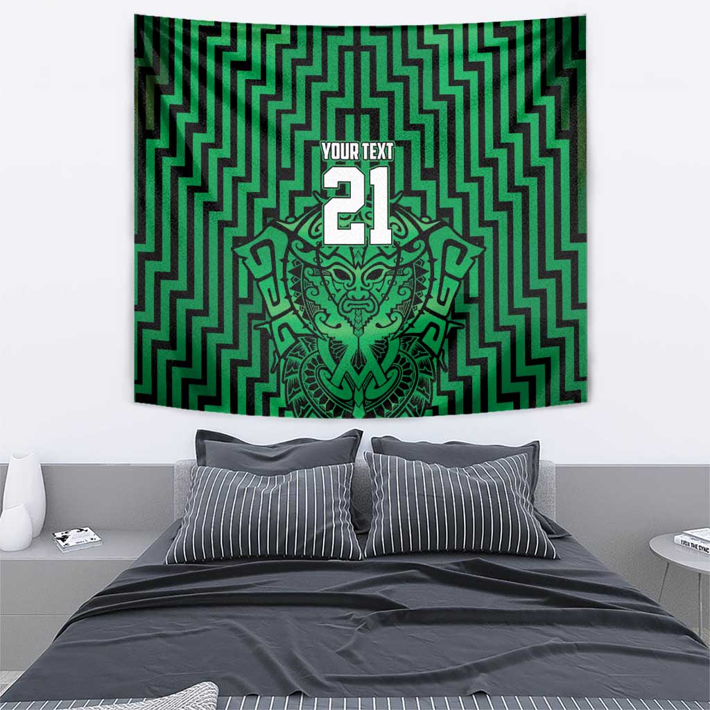 Custom Basketball New Zealand Tapestry Green Maori Ta Moko Indigenous - Aussie Hoodie