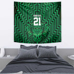 Custom Basketball New Zealand Tapestry Green Maori Ta Moko Indigenous - Aussie Hoodie