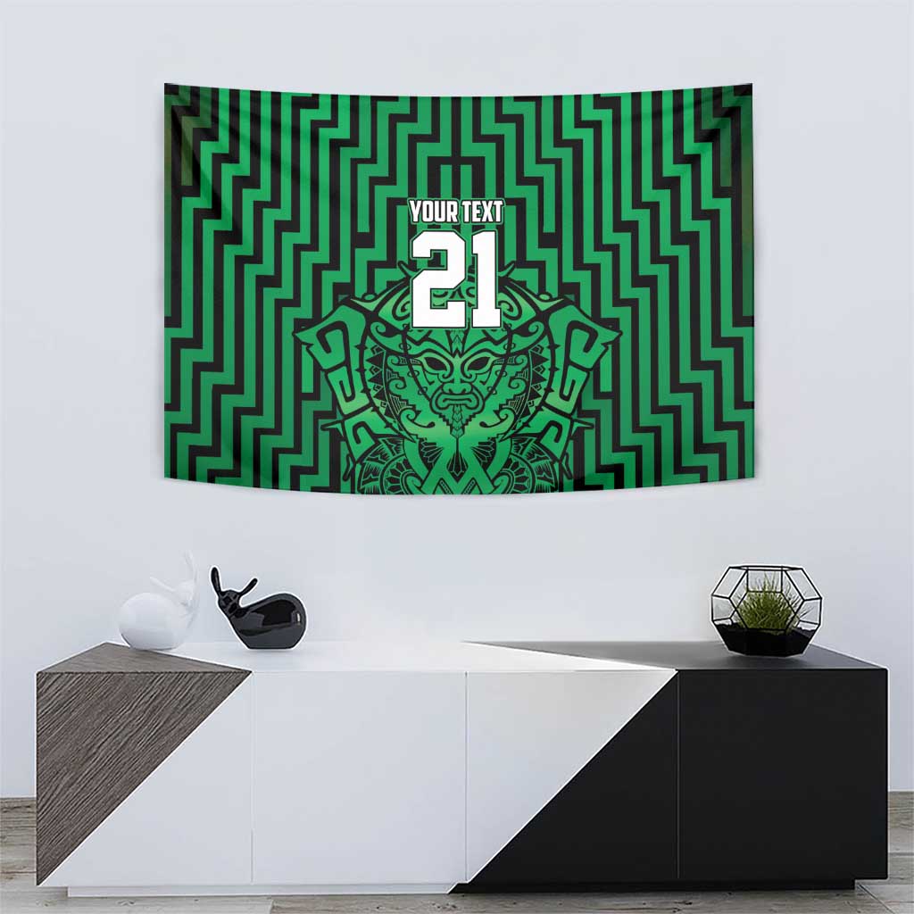 Custom Basketball New Zealand Tapestry Green Maori Ta Moko Indigenous - Aussie Hoodie