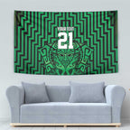 Custom Basketball New Zealand Tapestry Green Maori Ta Moko Indigenous - Aussie Hoodie