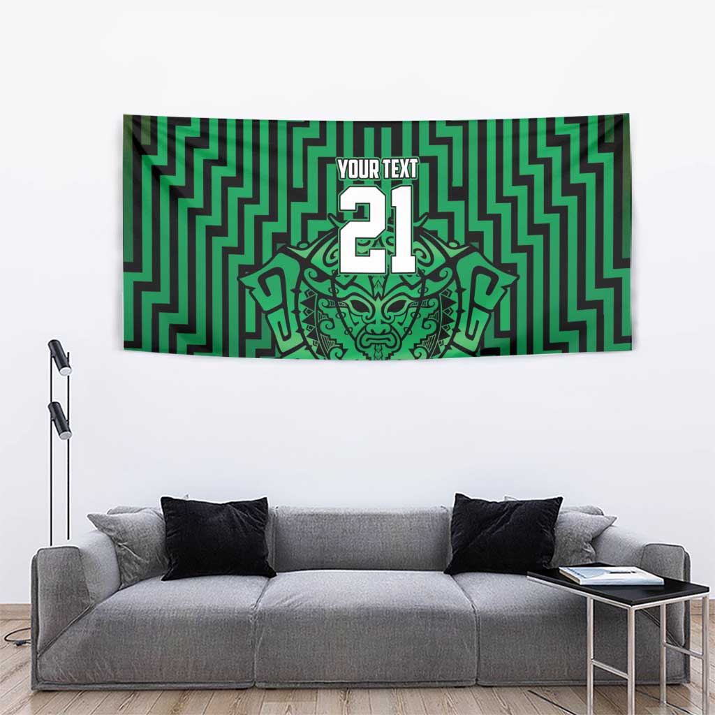 Custom Basketball New Zealand Tapestry Green Maori Ta Moko Indigenous - Aussie Hoodie