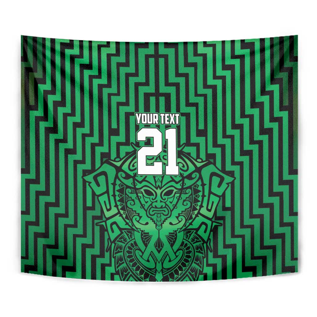 Custom Basketball New Zealand Tapestry Green Maori Ta Moko Indigenous - Aussie Hoodie