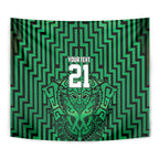 Custom Basketball New Zealand Tapestry Green Maori Ta Moko Indigenous - Aussie Hoodie