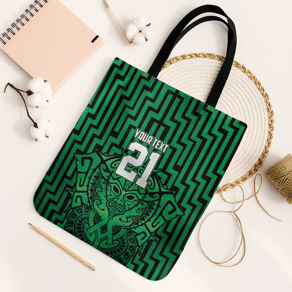 Custom Basketball New Zealand Tote Bag Green Maori Ta Moko Indigenous - Aussie Hoodie