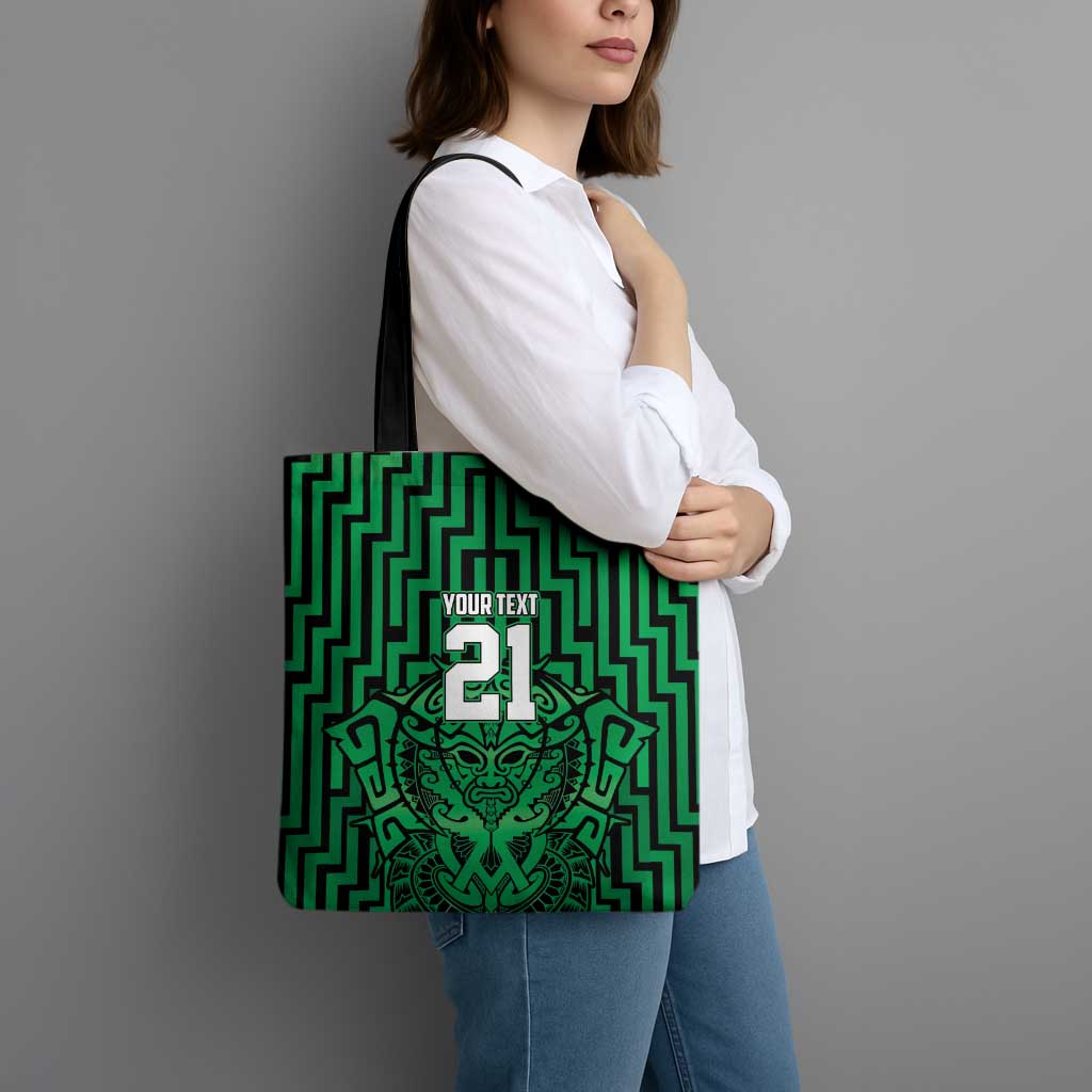 Custom Basketball New Zealand Tote Bag Green Maori Ta Moko Indigenous - Aussie Hoodie