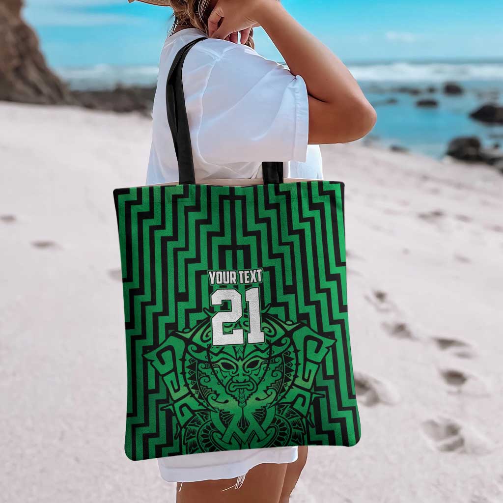 Custom Basketball New Zealand Tote Bag Green Maori Ta Moko Indigenous - Aussie Hoodie