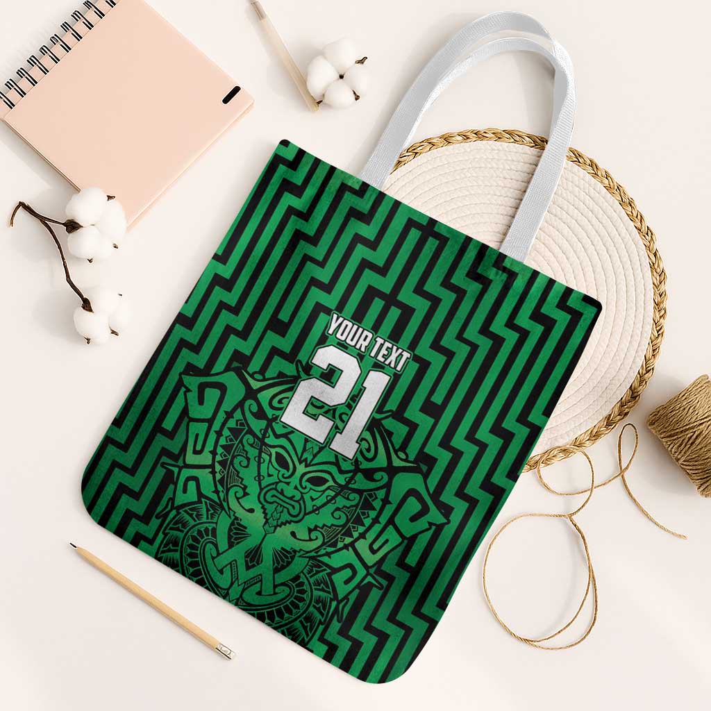 Custom Basketball New Zealand Tote Bag Green Maori Ta Moko Indigenous - Aussie Hoodie