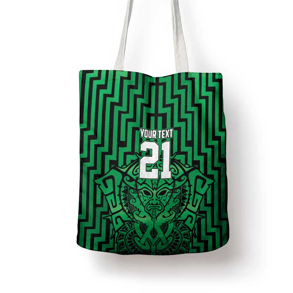 Custom Basketball New Zealand Tote Bag Green Maori Ta Moko Indigenous - Aussie Hoodie