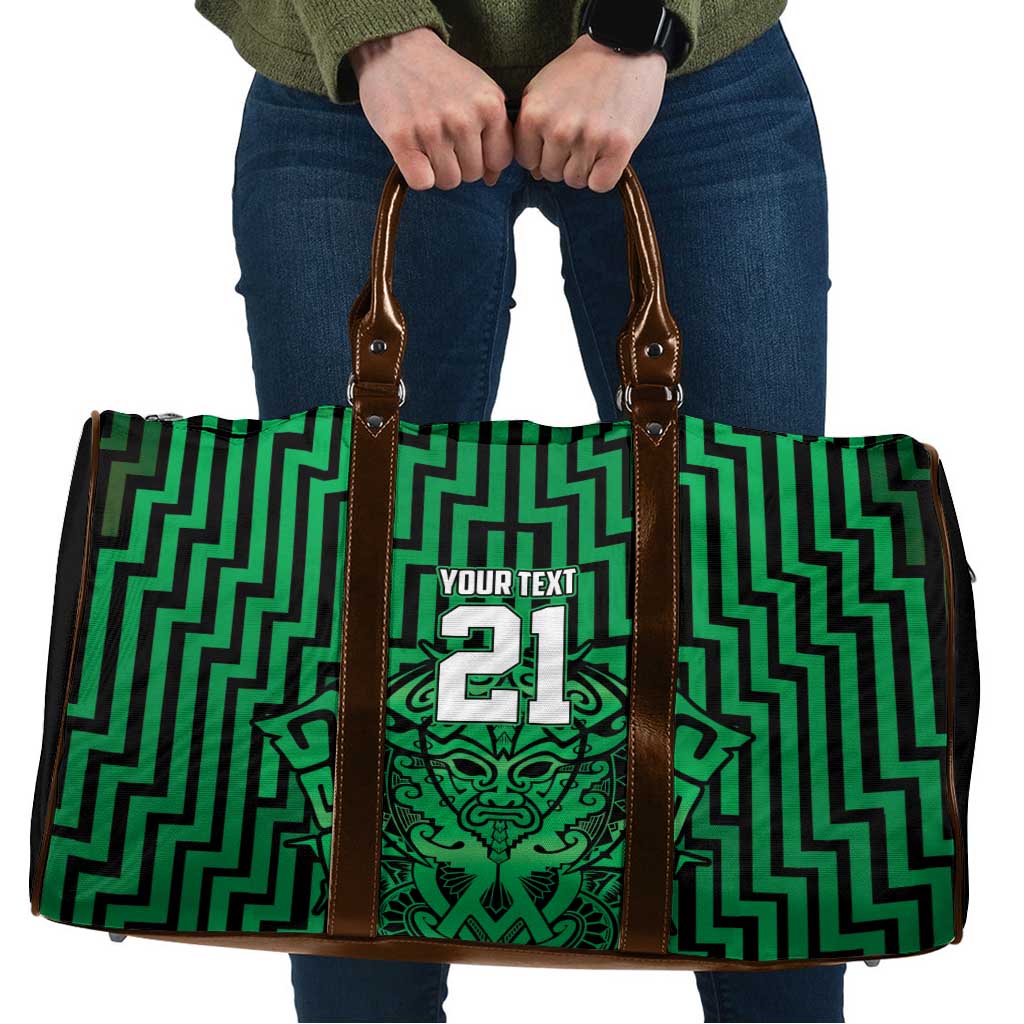 Custom Basketball New Zealand Travel Bag Green Maori Ta Moko Indigenous - Aussie Hoodie