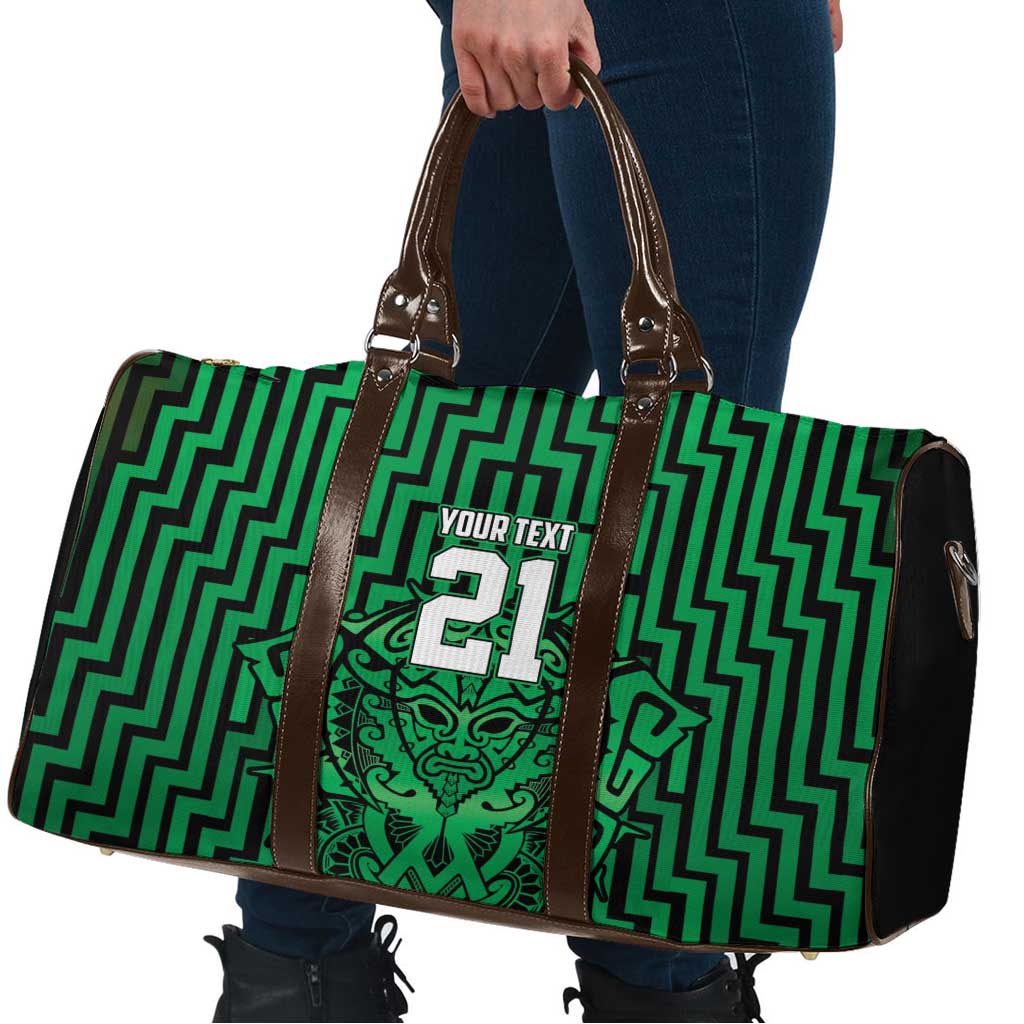 Custom Basketball New Zealand Travel Bag Green Maori Ta Moko Indigenous - Aussie Hoodie