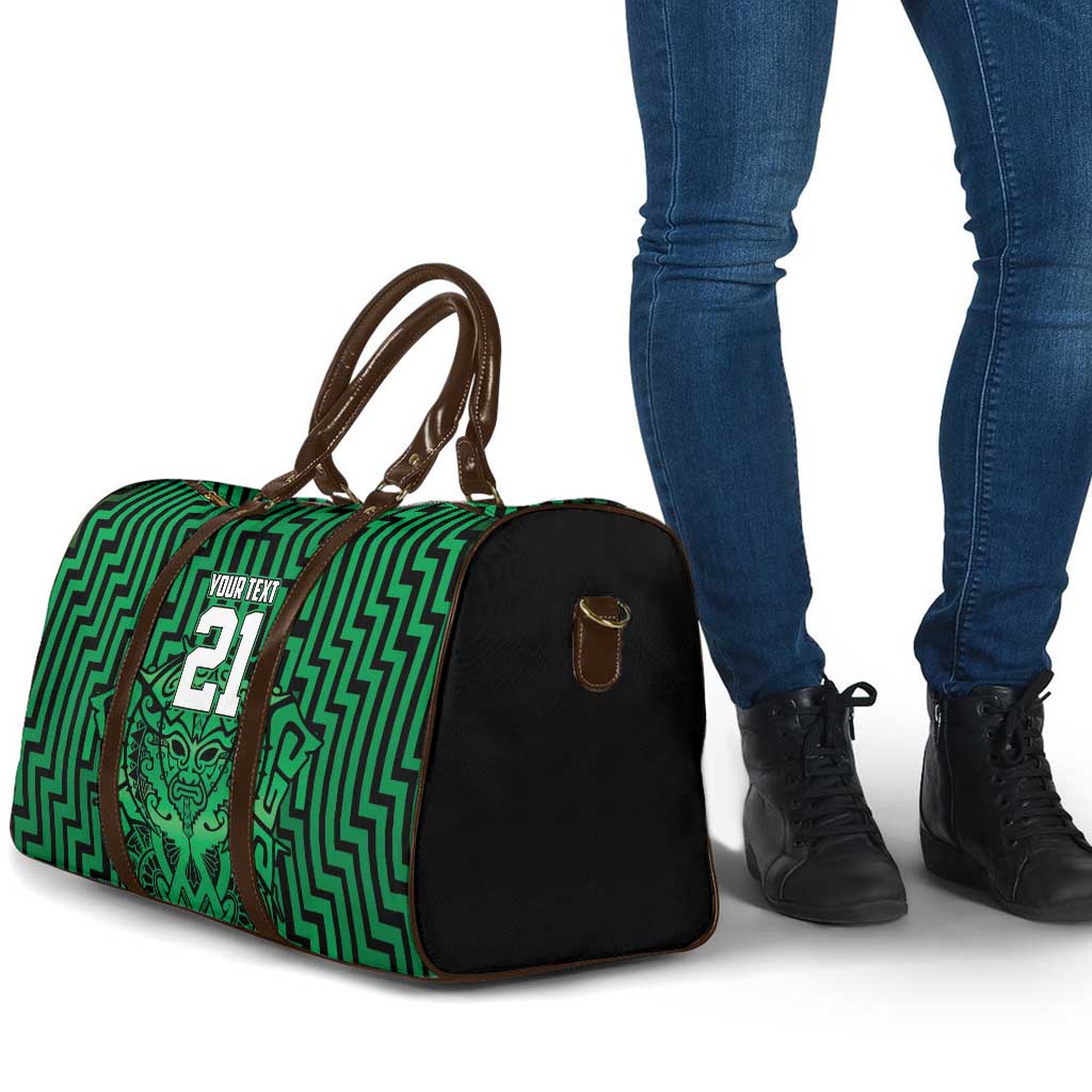 Custom Basketball New Zealand Travel Bag Green Maori Ta Moko Indigenous - Aussie Hoodie