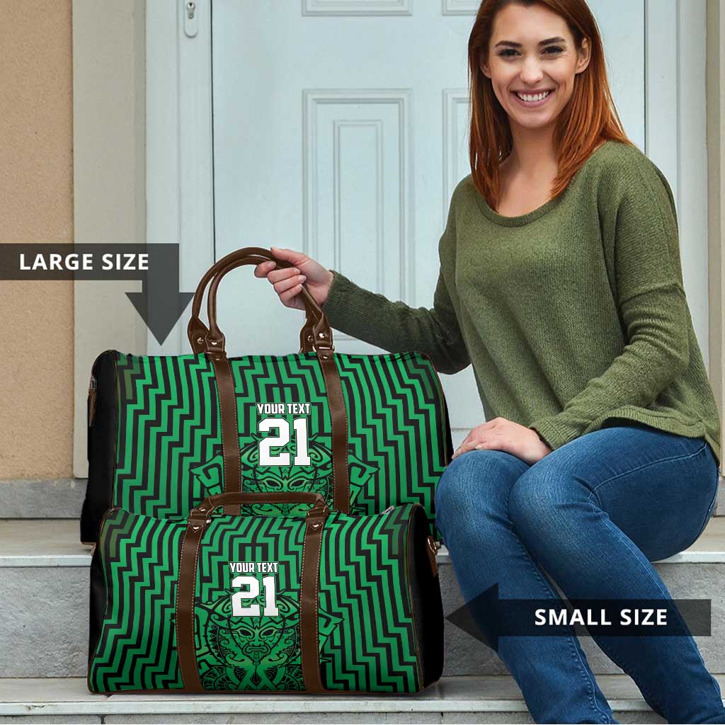 Custom Basketball New Zealand Travel Bag Green Maori Ta Moko Indigenous - Aussie Hoodie