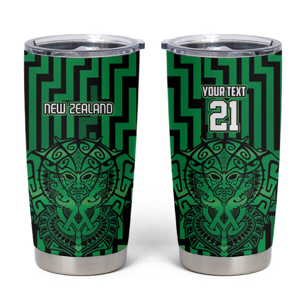Custom Basketball New Zealand Tumbler Cup Green Maori Ta Moko Indigenous - Aussie Hoodie