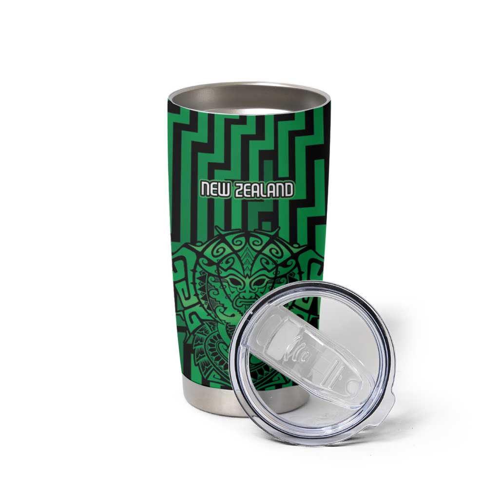 Custom Basketball New Zealand Tumbler Cup Green Maori Ta Moko Indigenous - Aussie Hoodie