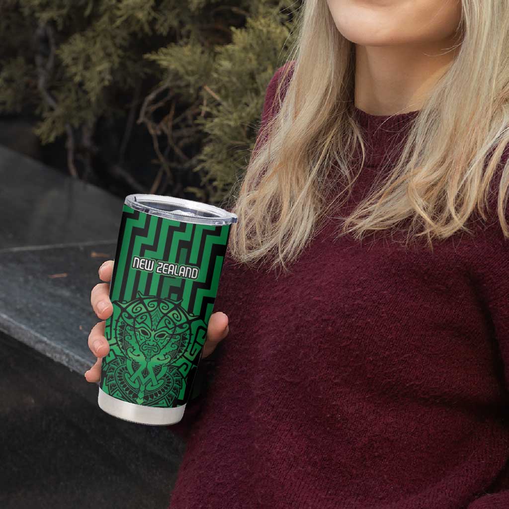 Custom Basketball New Zealand Tumbler Cup Green Maori Ta Moko Indigenous - Aussie Hoodie