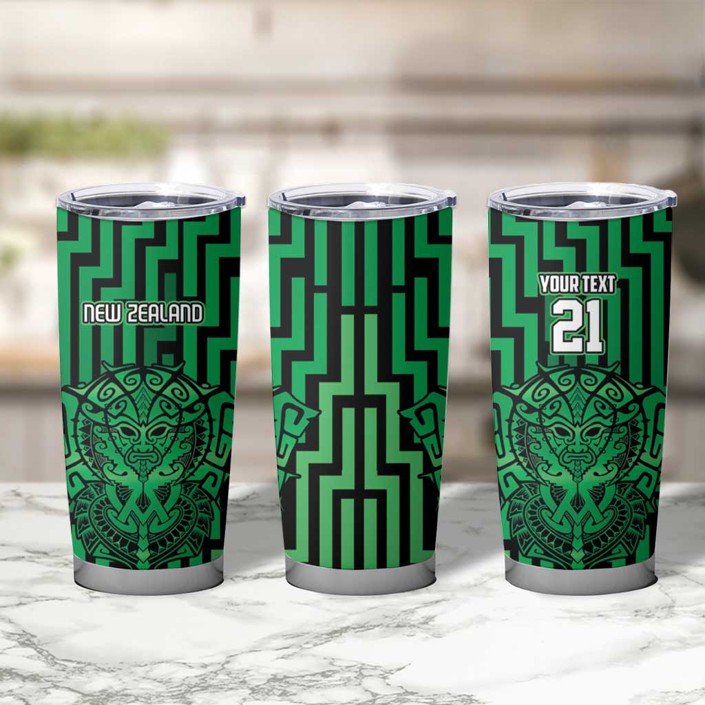 Custom Basketball New Zealand Tumbler Cup Green Maori Ta Moko Indigenous - Aussie Hoodie
