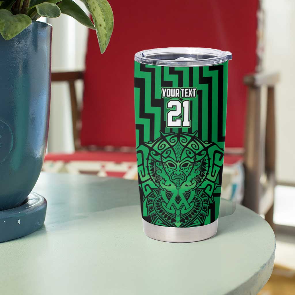 Custom Basketball New Zealand Tumbler Cup Green Maori Ta Moko Indigenous - Aussie Hoodie
