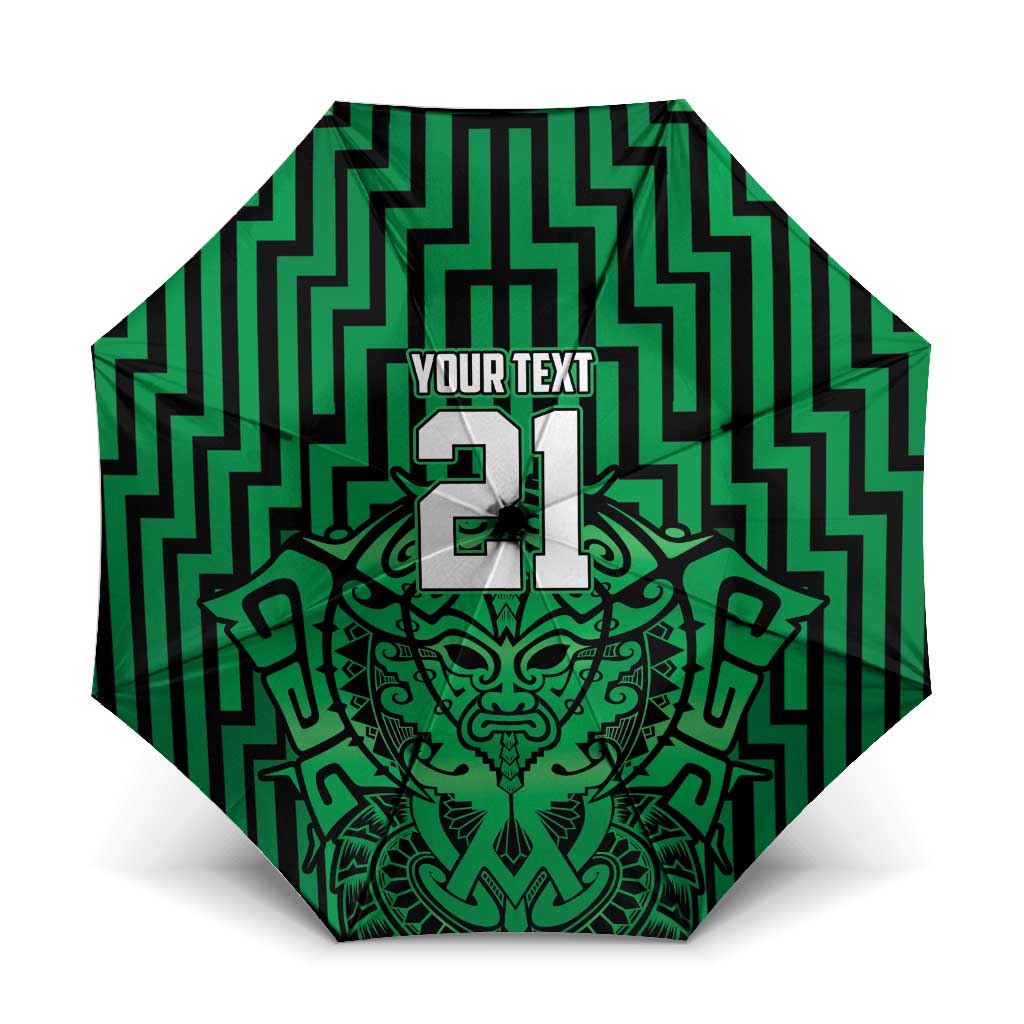 Custom Basketball New Zealand Umbrella Green Maori Ta Moko Indigenous - Aussie Hoodie