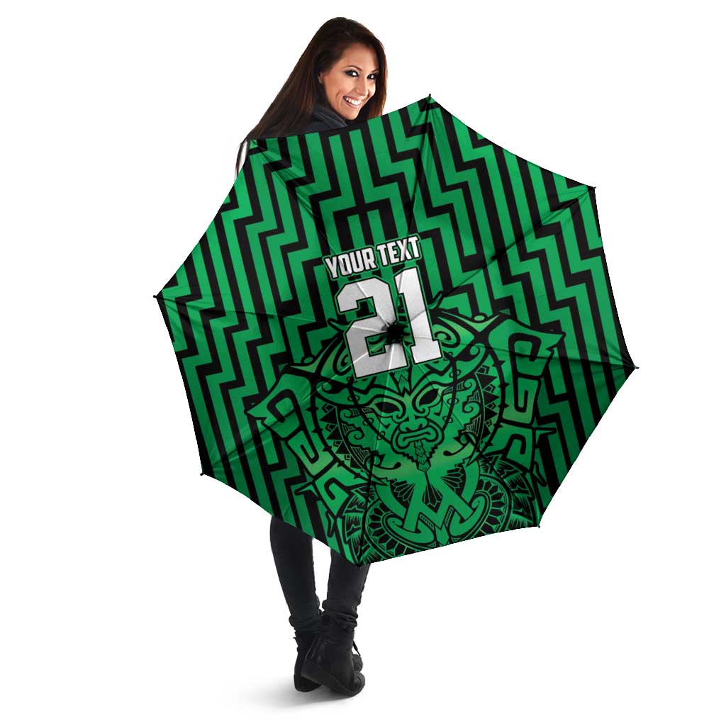 Custom Basketball New Zealand Umbrella Green Maori Ta Moko Indigenous - Aussie Hoodie