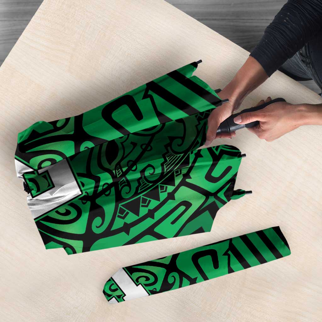 Custom Basketball New Zealand Umbrella Green Maori Ta Moko Indigenous - Aussie Hoodie
