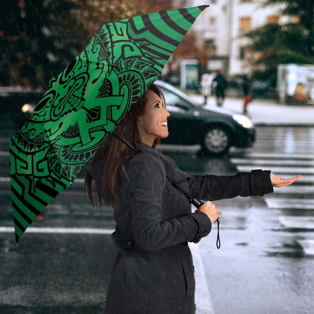 Custom Basketball New Zealand Umbrella Green Maori Ta Moko Indigenous - Aussie Hoodie