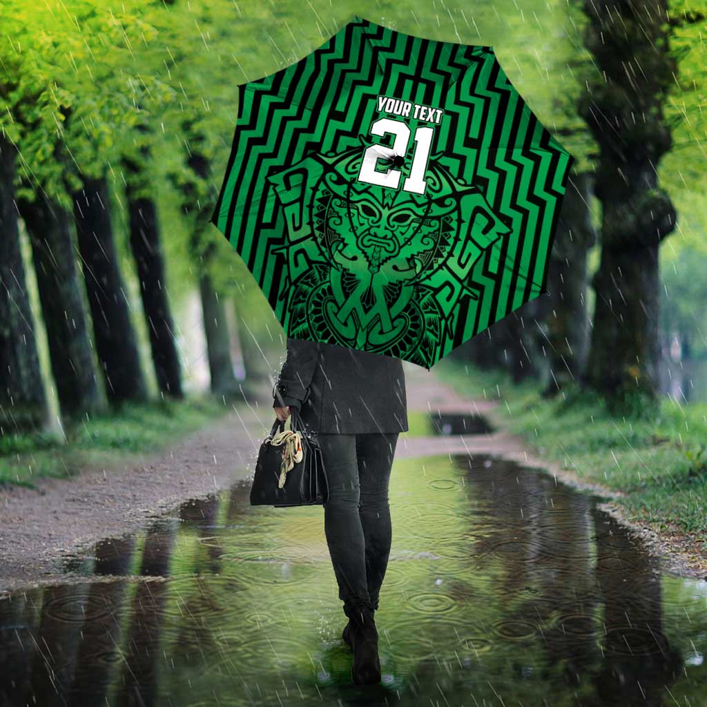 Custom Basketball New Zealand Umbrella Green Maori Ta Moko Indigenous - Aussie Hoodie