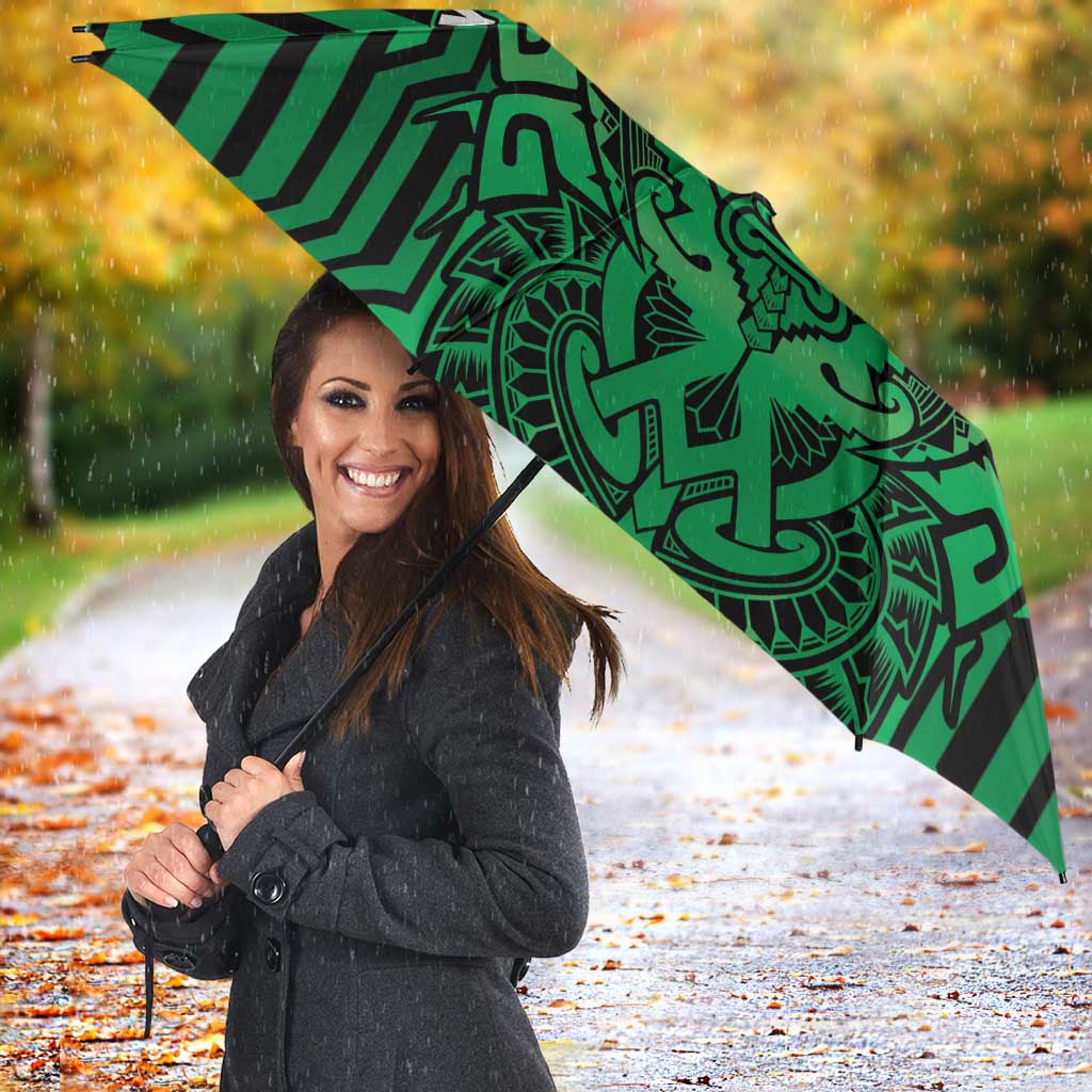 Custom Basketball New Zealand Umbrella Green Maori Ta Moko Indigenous - Aussie Hoodie