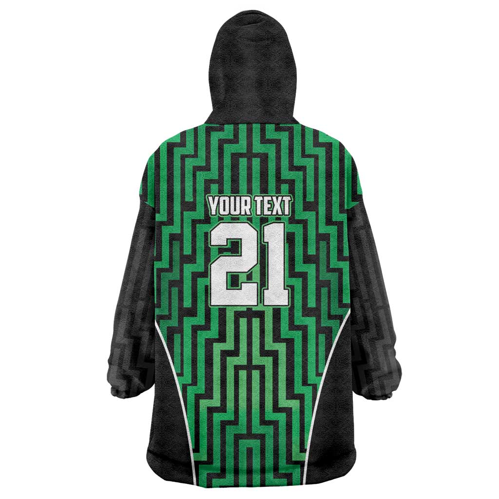 Custom Basketball New Zealand Wearable Blanket Hoodie Green Maori Ta Moko Indigenous - Aussie Hoodie