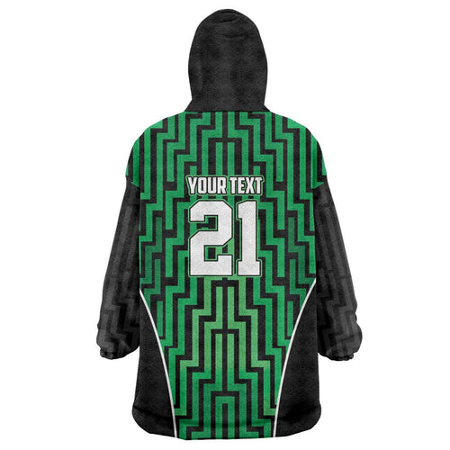 Custom Basketball New Zealand Wearable Blanket Hoodie Green Maori Ta Moko Indigenous - Aussie Hoodie