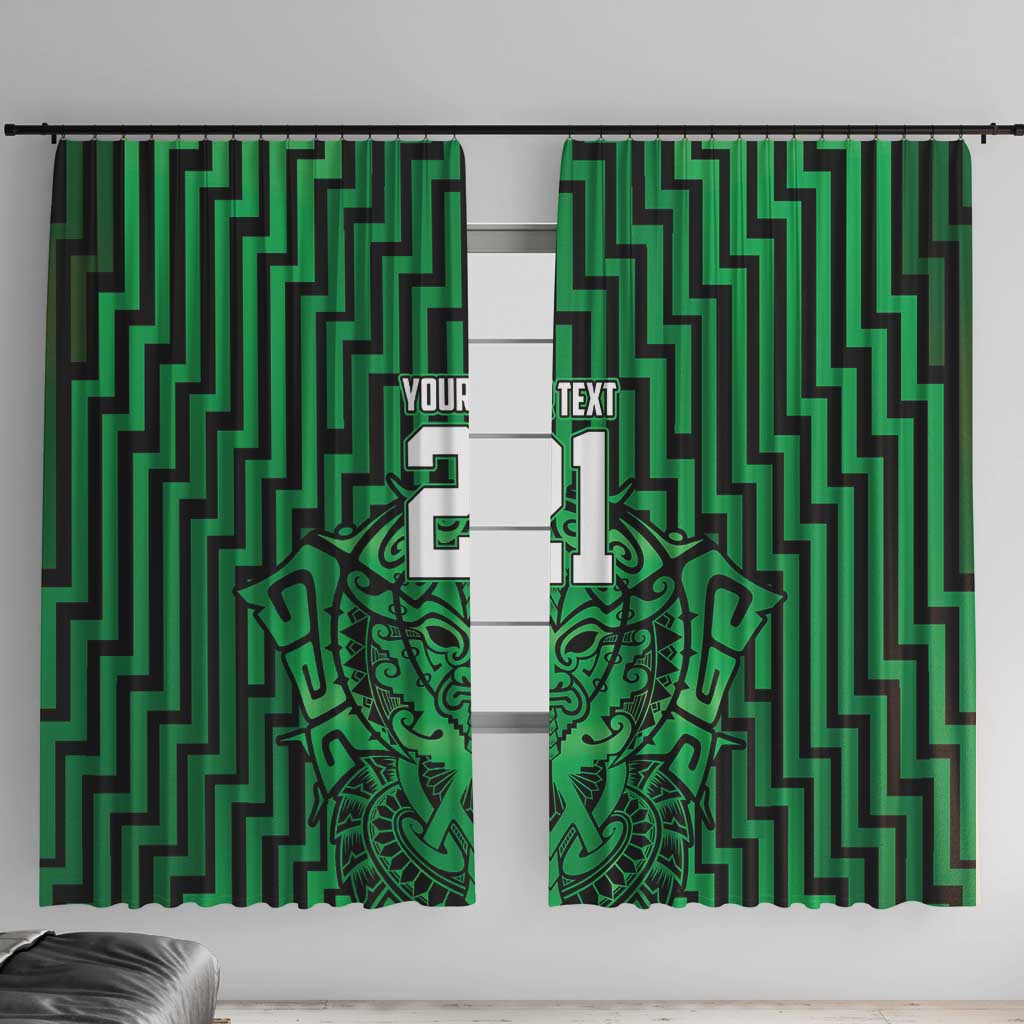 Custom Basketball New Zealand Window Curtain Green Maori Ta Moko Indigenous - Aussie Hoodie