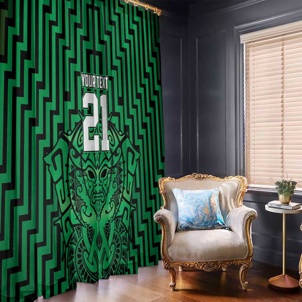 Custom Basketball New Zealand Window Curtain Green Maori Ta Moko Indigenous - Aussie Hoodie