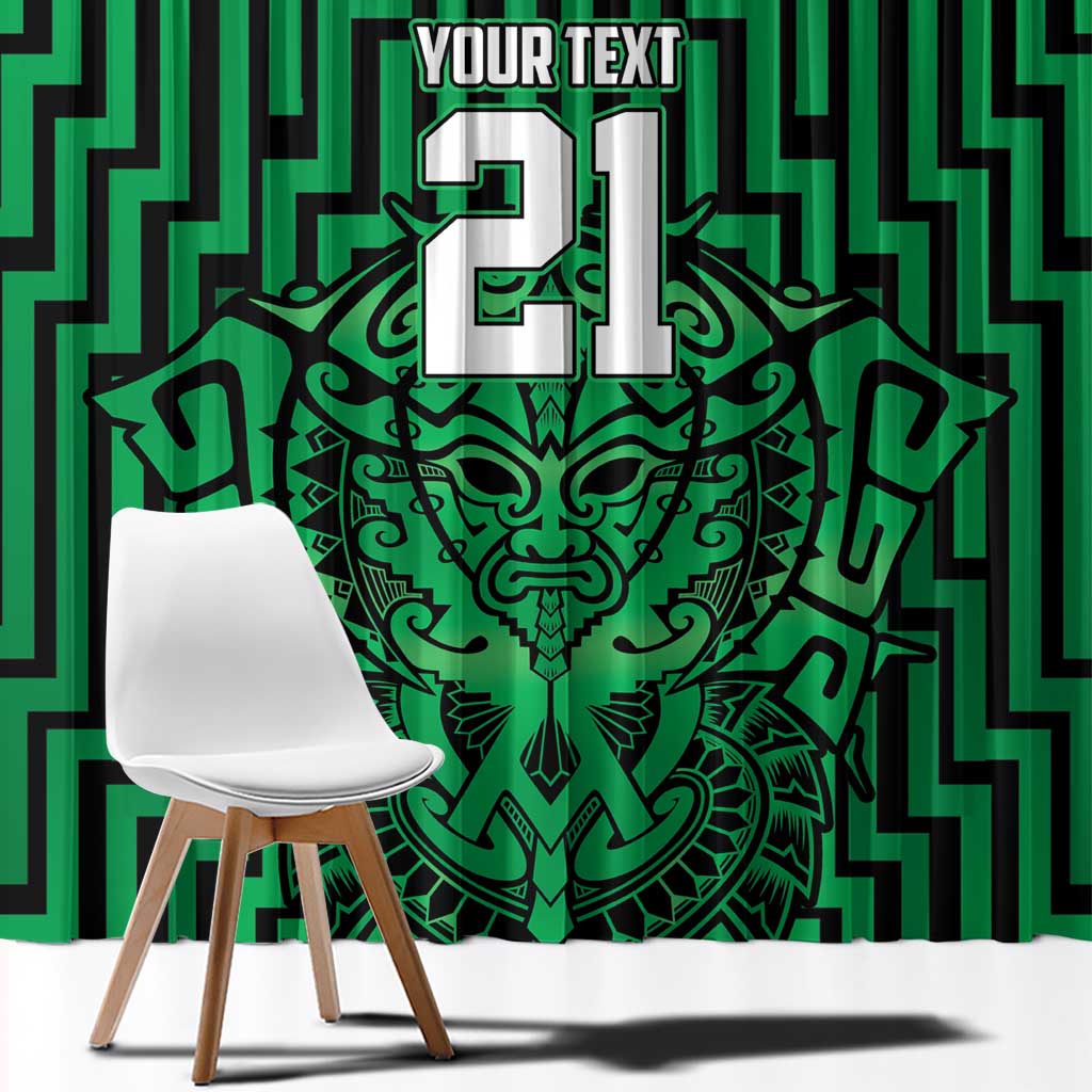 Custom Basketball New Zealand Window Curtain Green Maori Ta Moko Indigenous - Aussie Hoodie
