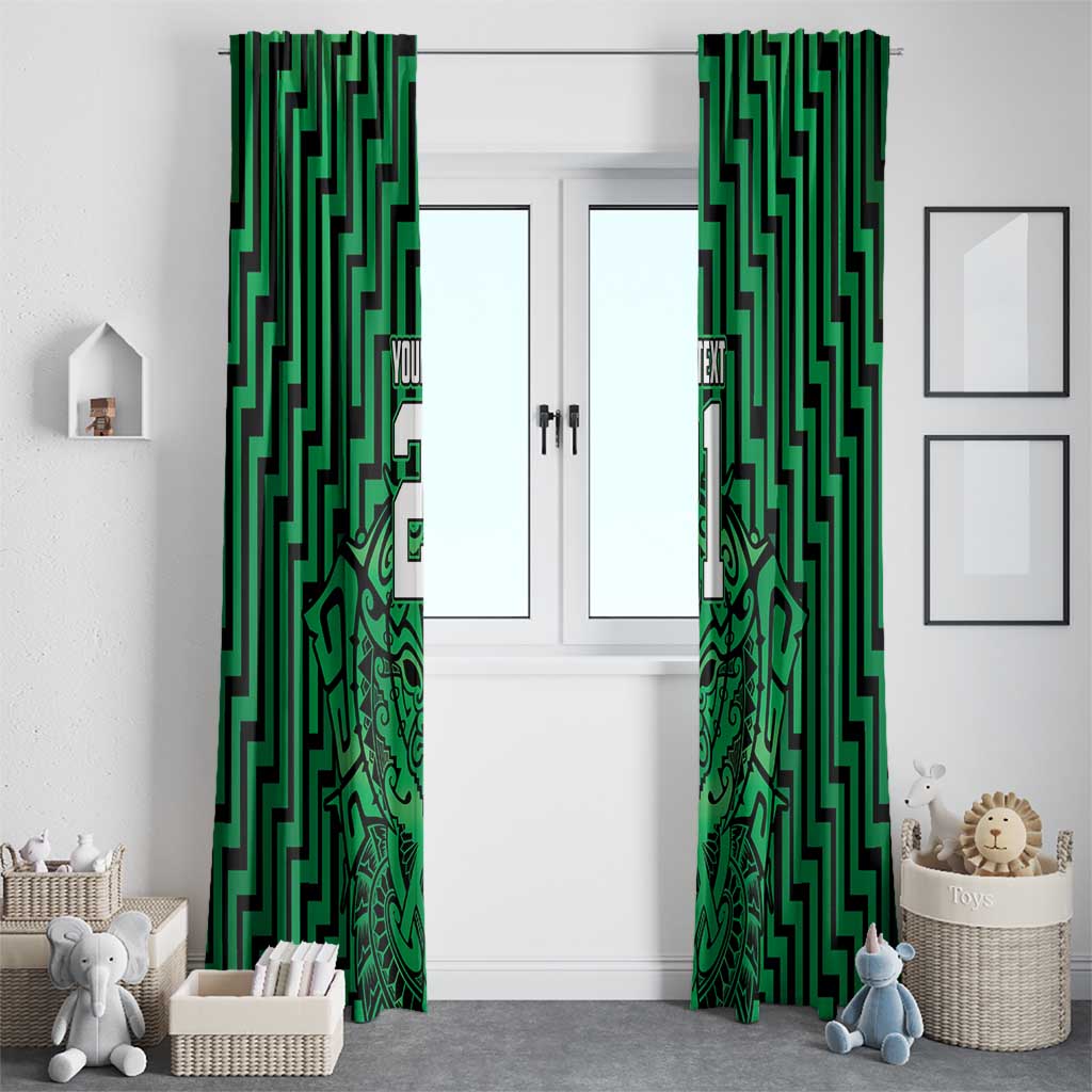 Custom Basketball New Zealand Window Curtain Green Maori Ta Moko Indigenous - Aussie Hoodie