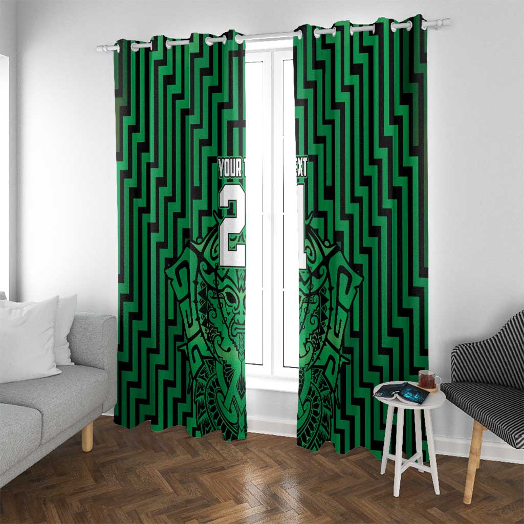 Custom Basketball New Zealand Window Curtain Green Maori Ta Moko Indigenous - Aussie Hoodie