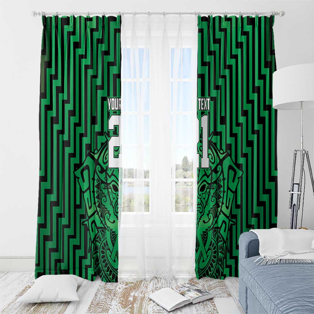 Custom Basketball New Zealand Window Curtain Green Maori Ta Moko Indigenous - Aussie Hoodie