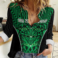 Custom Basketball New Zealand Women Casual Shirt Green Maori Ta Moko Indigenous - Aussie Hoodie