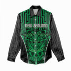 Custom Basketball New Zealand Women Casual Shirt Green Maori Ta Moko Indigenous - Aussie Hoodie