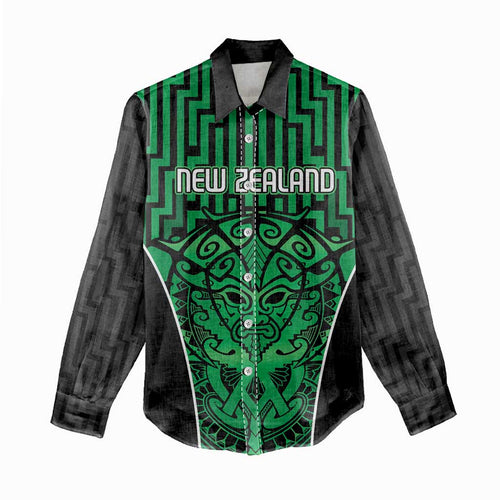 Custom Basketball New Zealand Women Casual Shirt Green Maori Ta Moko Indigenous - Aussie Hoodie
