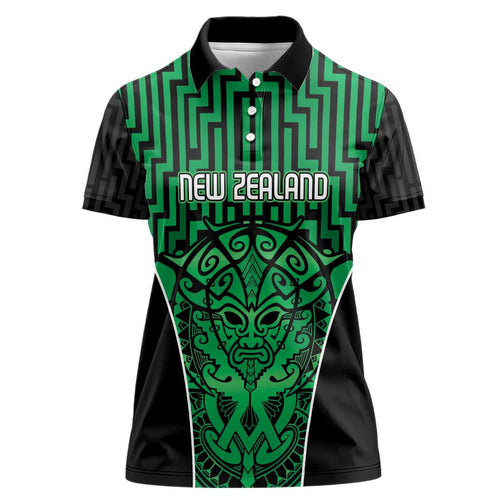 Custom Basketball New Zealand Women Polo Shirt Green Maori Ta Moko Indigenous - Aussie Hoodie
