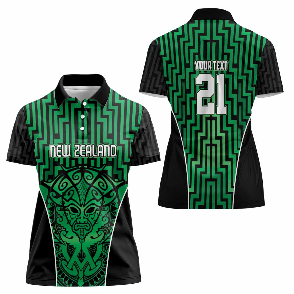 Custom Basketball New Zealand Women Polo Shirt Green Maori Ta Moko Indigenous - Aussie Hoodie