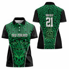 Custom Basketball New Zealand Women Polo Shirt Green Maori Ta Moko Indigenous - Aussie Hoodie