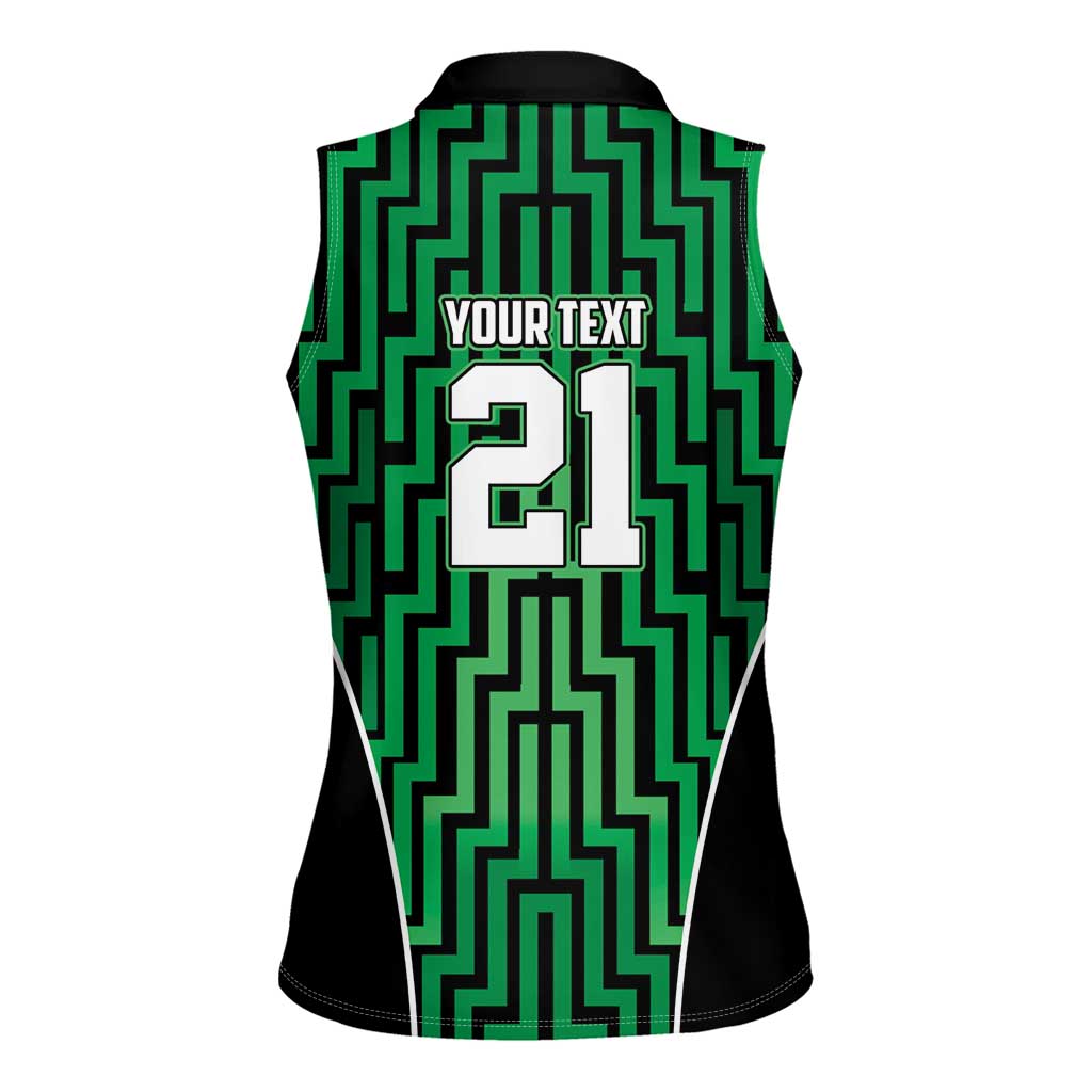 Custom Basketball New Zealand Women Sleeveless Polo Shirt Green Maori Ta Moko Indigenous - Aussie Hoodie