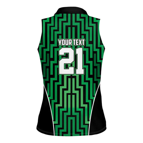 Custom Basketball New Zealand Women Sleeveless Polo Shirt Green Maori Ta Moko Indigenous - Aussie Hoodie
