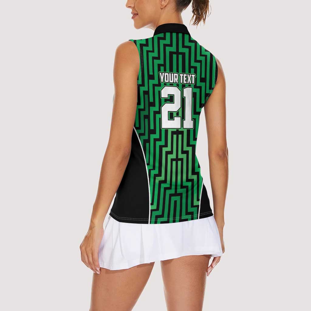 Custom Basketball New Zealand Women Sleeveless Polo Shirt Green Maori Ta Moko Indigenous - Aussie Hoodie