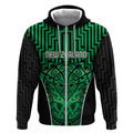 Custom Basketball New Zealand Zip Hoodie Green Maori Ta Moko Indigenous - Aussie Hoodie