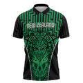 Custom Basketball New Zealand Zipper Polo Shirt Green Maori Ta Moko Indigenous - Aussie Hoodie