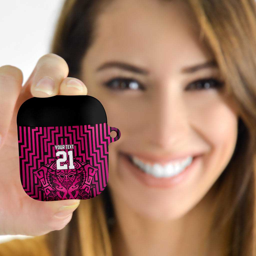Custom Basketball New Zealand AirPods Case Pink Maori Ta Moko Indigenous - Aussie Hoodie
